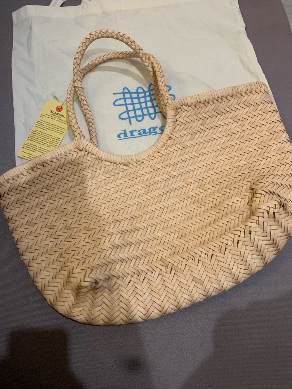 Dragon Diffusion Woven Tote Bag in Cream 8822 - Picture 9 of 12